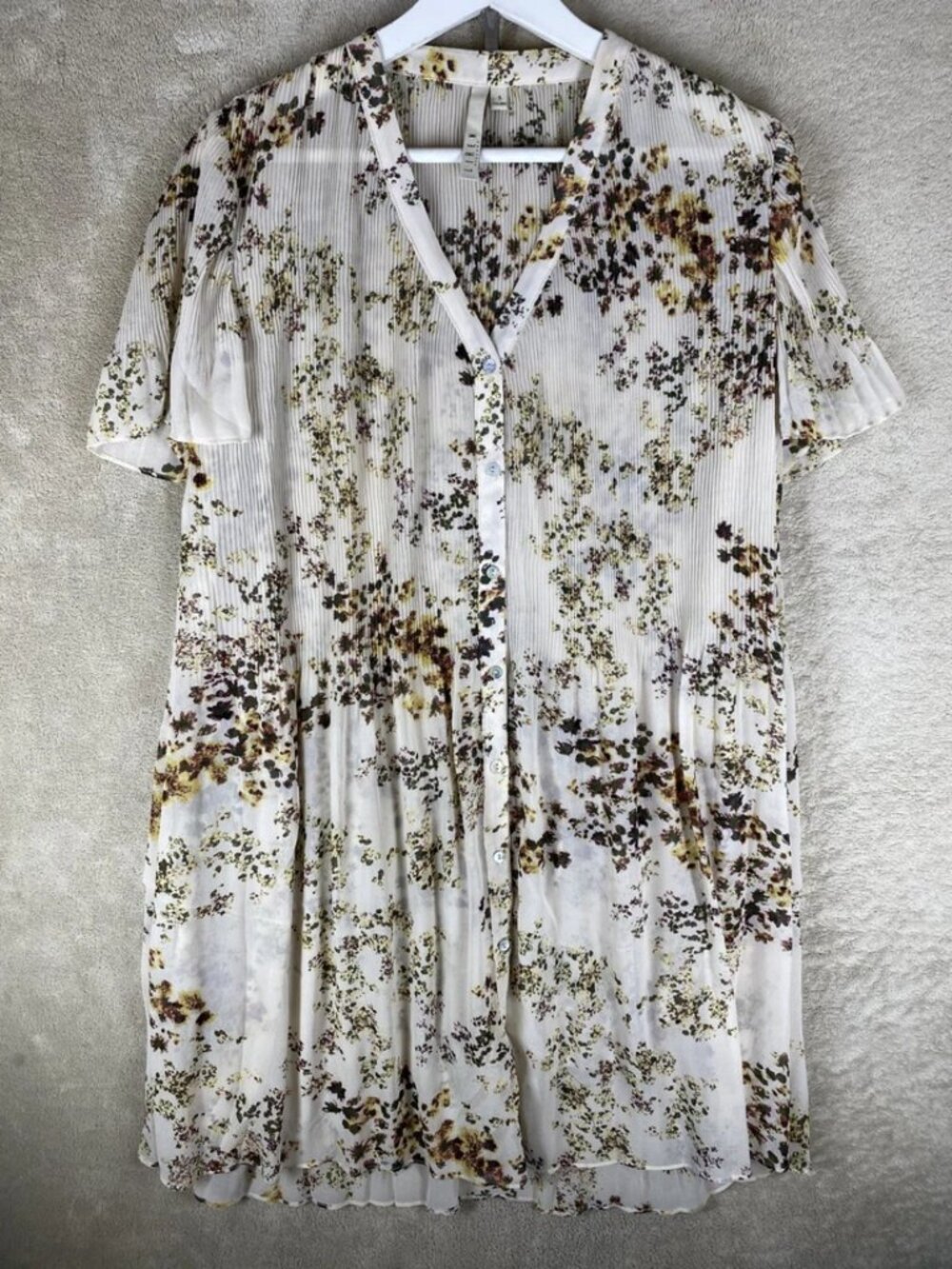 LIREN Casual Shrits Dresses Size S Womens Brown Short Sleeve